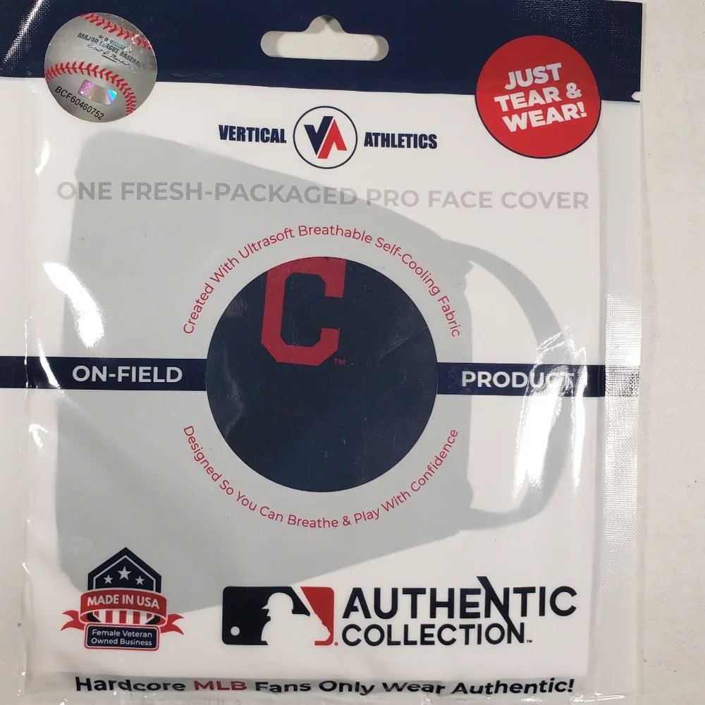 NWT Unisex Cleveland Indians Vertical Athletics Pro Face Covering